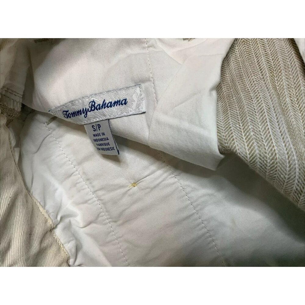 Tommy Bahama Men's Small Stone Khaki Harbor Herringbone 10" Linen Blend Shorts - Picture 6 of 9